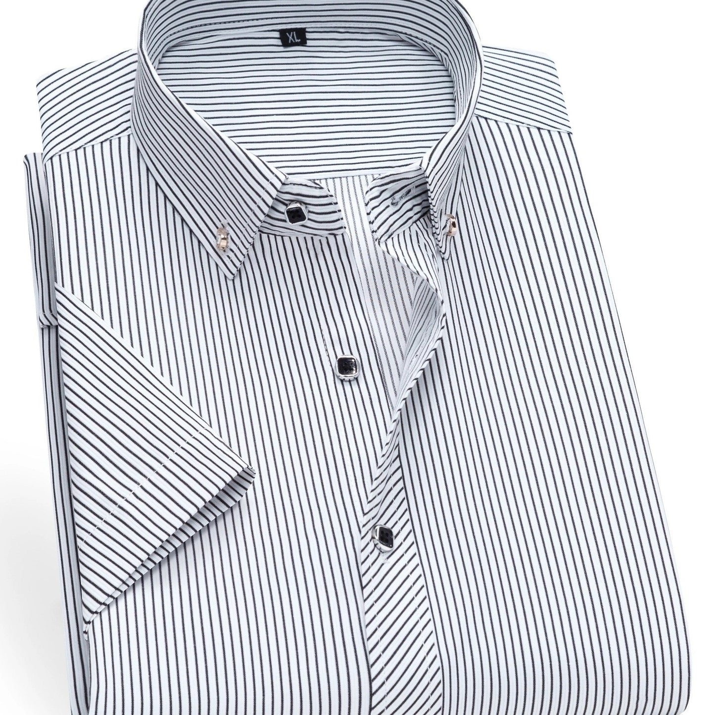 Men's Business Short-Sleeve Shirt with Pinstripes – Modern Design for Office and Leisure