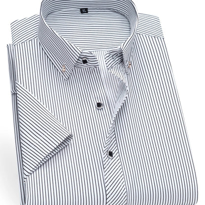 Men's Business Short-Sleeve Shirt with Pinstripes – Modern Design for Office and Leisure