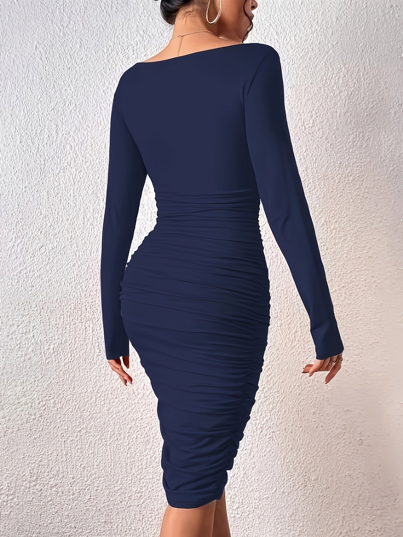 Women's Elegant Bodycon Cocktail Dress with V-Neck and Ruching – Perfect for Evening Events and Parties