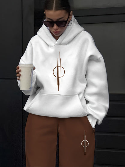 Unisex Hoodie Set Weiß mit Motiv & Jogginghose in passender Farbe