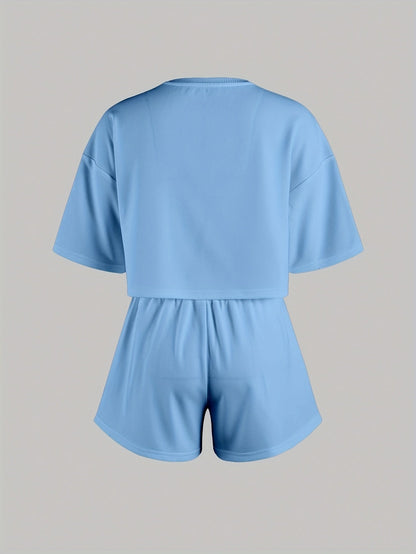 Damen Pyjama-Set mit Herz-Print – Lockeres Freizeit-Outfit für Zuhause und Schlaf