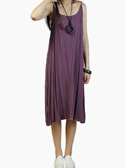 Women's Summer Strap Dress Loose Elegant Casual Midi Dress