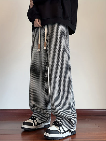 Herren Freizeit-Hose mit Zickzackmuster und geradem Bein – Bequeme Streetwear für Alltag und Freizeit