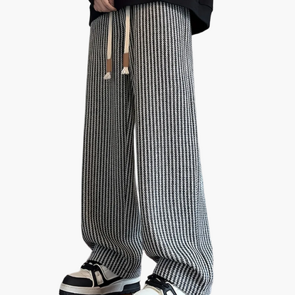 Herren Freizeit-Hose mit Zickzackmuster und geradem Bein – Bequeme Streetwear für Alltag und Freizeit