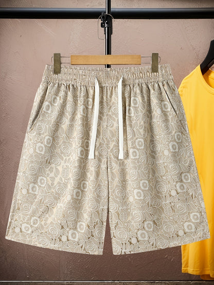 Men's jacquard shorts with floral pattern for casual and street style