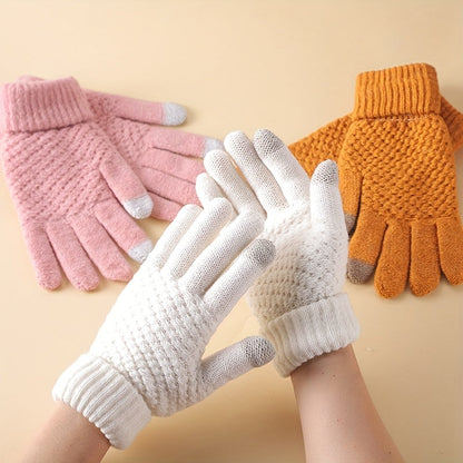 Unisex knitted gloves with touchscreen functionality, warm winter gloves