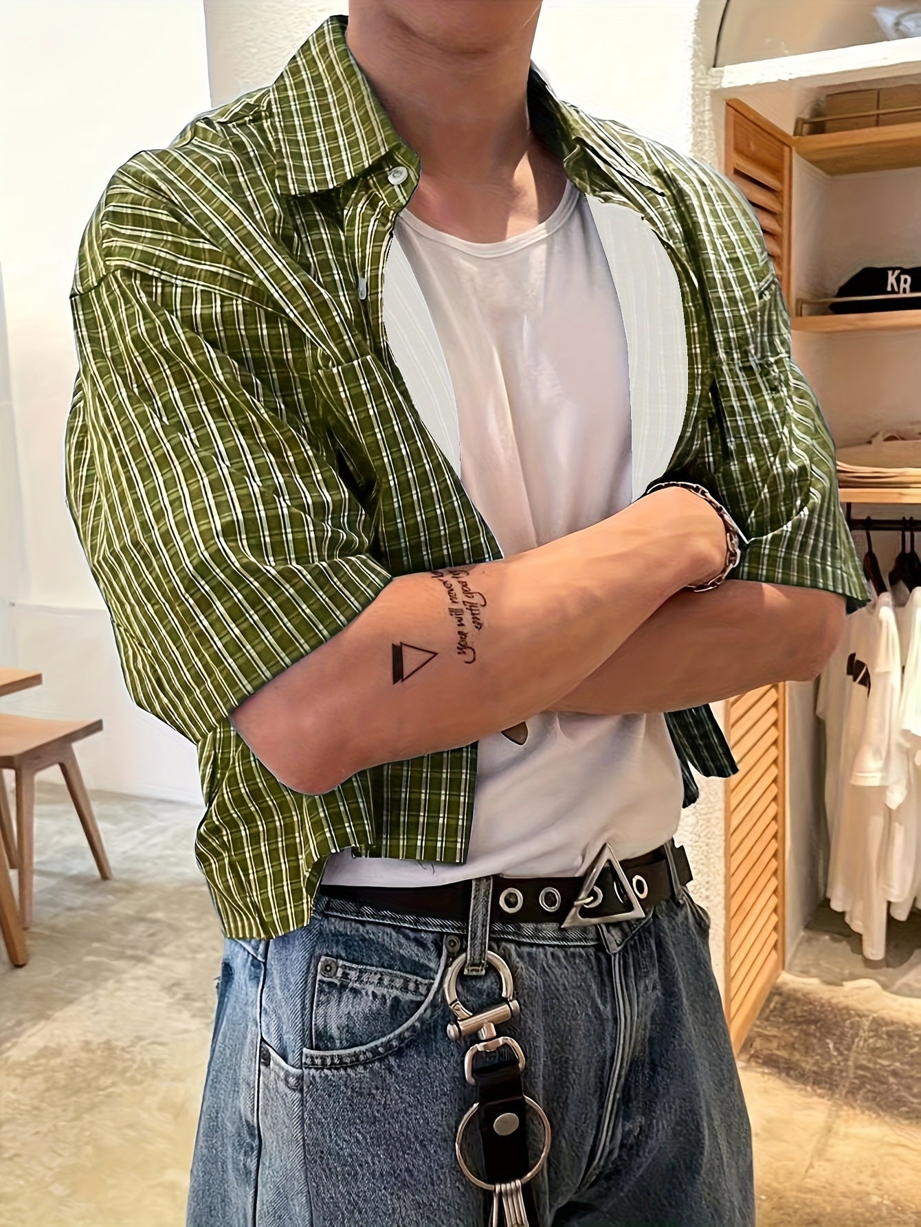 Herren Kurzarm Oversize Hemd im Karo-Design – Moderner Streetstyle für Freizeit & Alltag