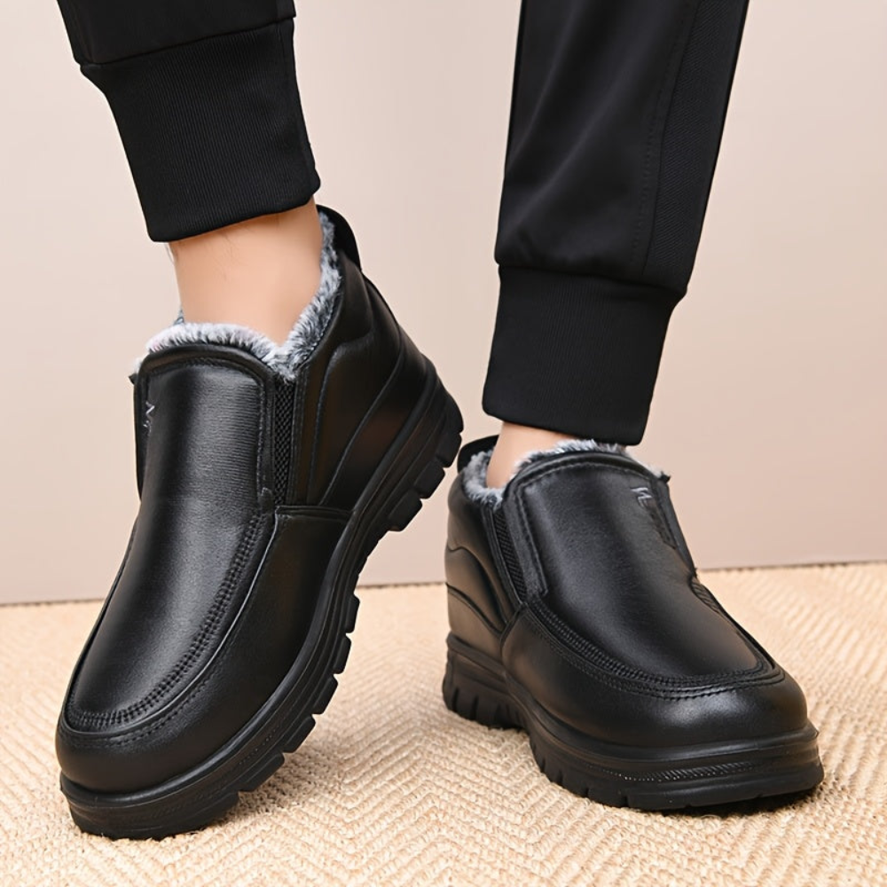 Men's winter loafers, lined warm casual slip-on shoes