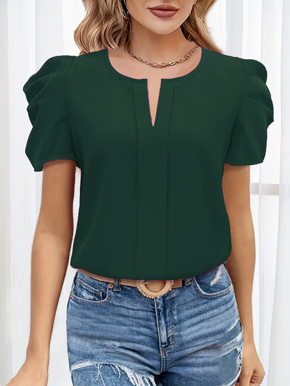 Women's blouse with puff sleeves and modern cut – Elegant office & casual wear