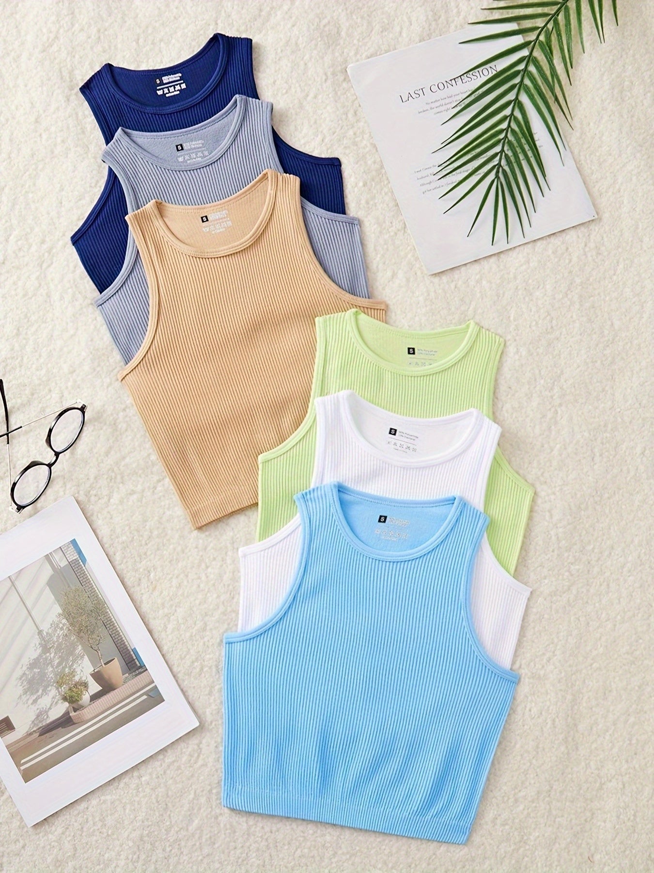 Women's Sporty Ribbed Tank Top Set – Casual Crop Style, Ideal for Everyday & Fitness