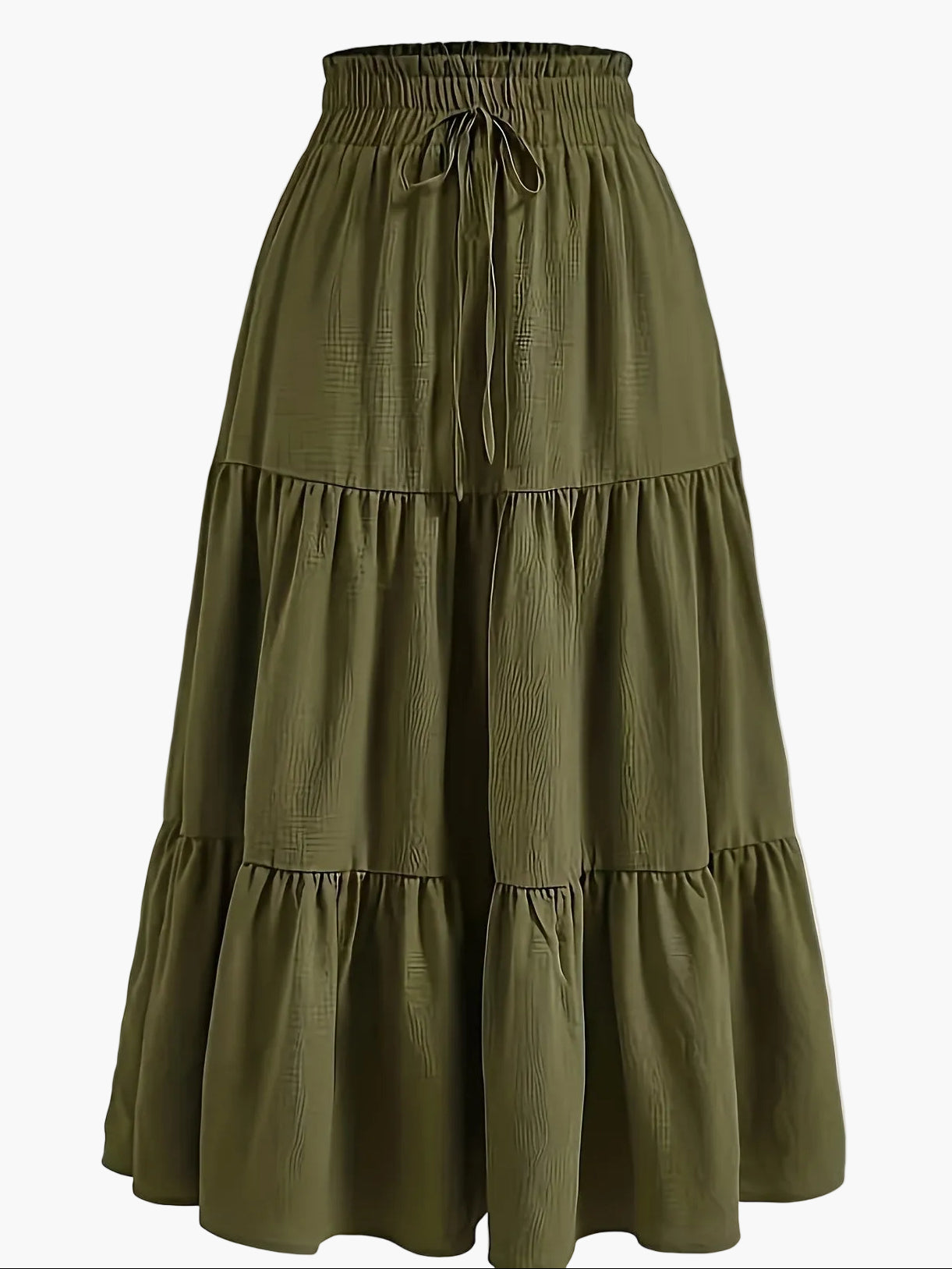 Women's Elegant Tiered Skirt with Ruffles and Drawstring – Perfect for Everyday & Leisure