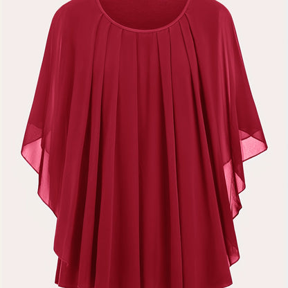 Women's Elegant Flowing Chiffon Cape Top for Going Out – Oversized Style