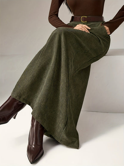 Damen A-Linien Maxirock mit hoher Taille und Textur