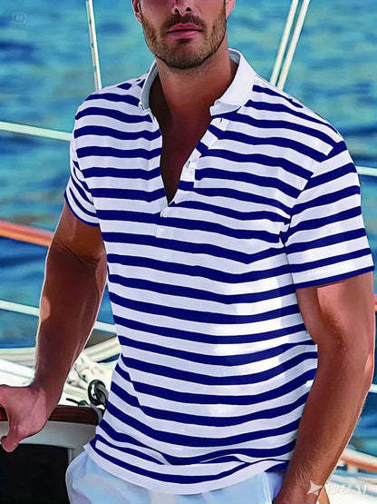 Herren Polo-Shirt mit Streifen – Maritimer Casual-Look für Sommer und Freizeit