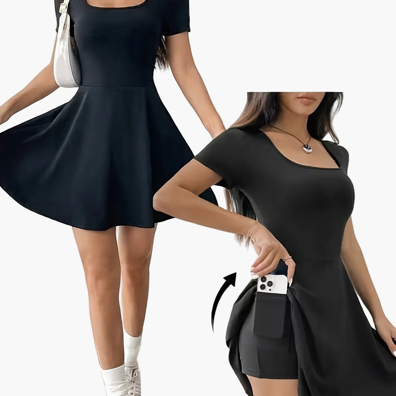 Women's Elegant Casual Dress with Short Sleeves and A-Line Cut – Perfect for Everyday and Going Out