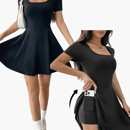 Women's Elegant Casual Dress with Short Sleeves and A-Line Cut – Perfect for Everyday and Going Out