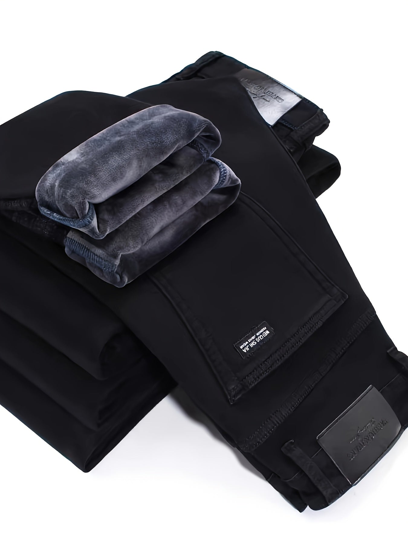 Men's black casual trousers with belt loops