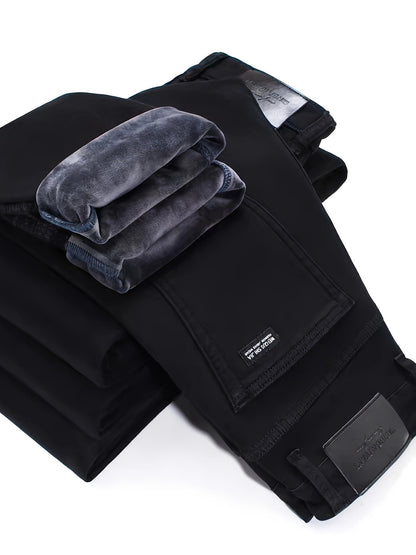 Men's black casual trousers with belt loops