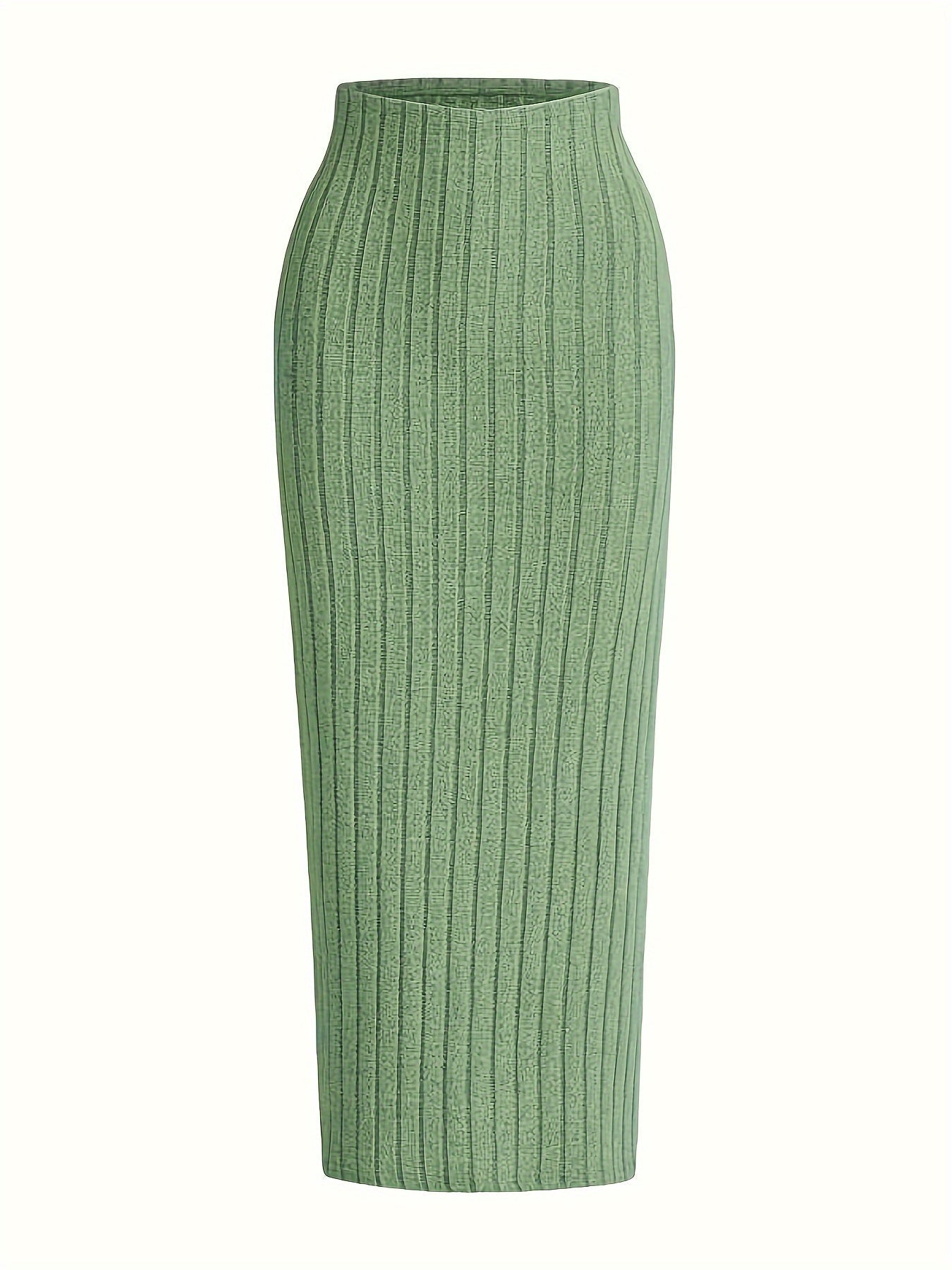 Women's Ribbed Knit Skirt – Elegant Maxi Skirt for Everyday and Office Wear