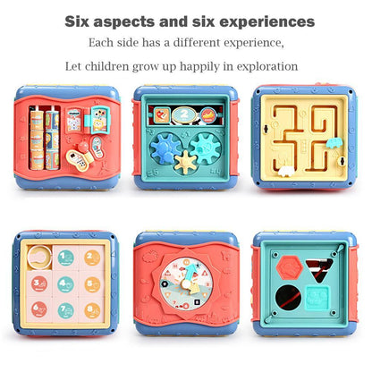 Children's Montessori Learning Toy Cube with 6 Sides – Motor Skills, Mathematics, and Shapes for Boys and Girls