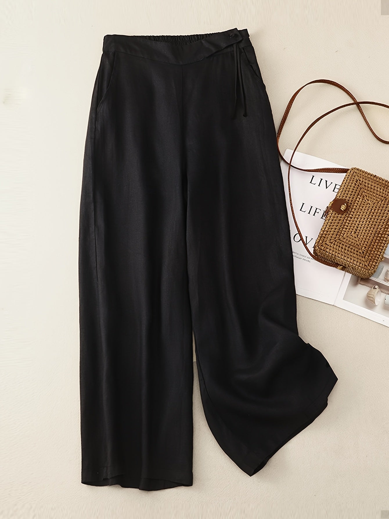 Women's Wide-Leg Casual Pants Elegant with Tie Belt – Perfect for Spring and Summer
