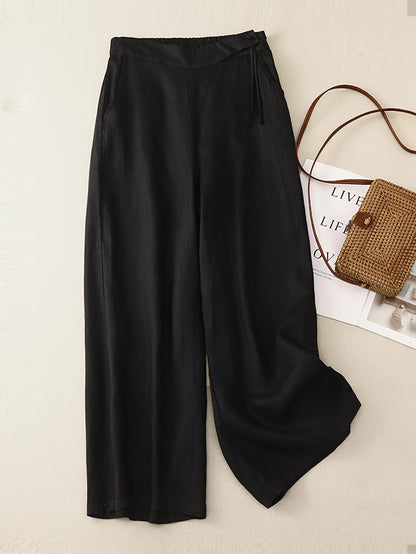 Women's Wide-Leg Casual Pants Elegant with Tie Belt – Perfect for Spring and Summer