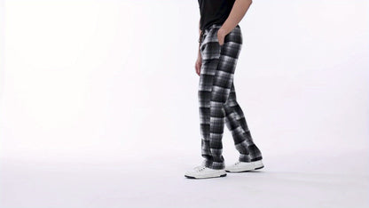 Men's plaid jogger pants, fleece look, elastic waistband