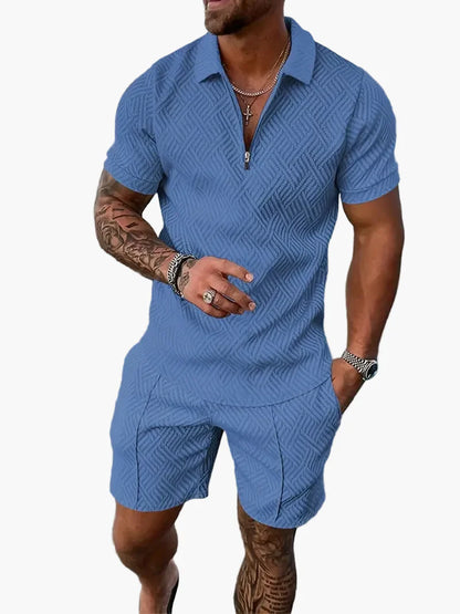 Men's Polo Shirt and Shorts Set – Modern Casual Style for Summer, Vacation & Everyday Wear