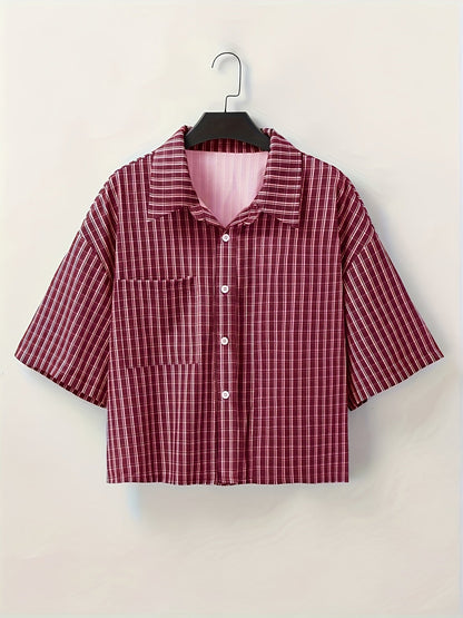 Herren Kurzarm Oversize Hemd im Karo-Design – Moderner Streetstyle für Freizeit & Alltag