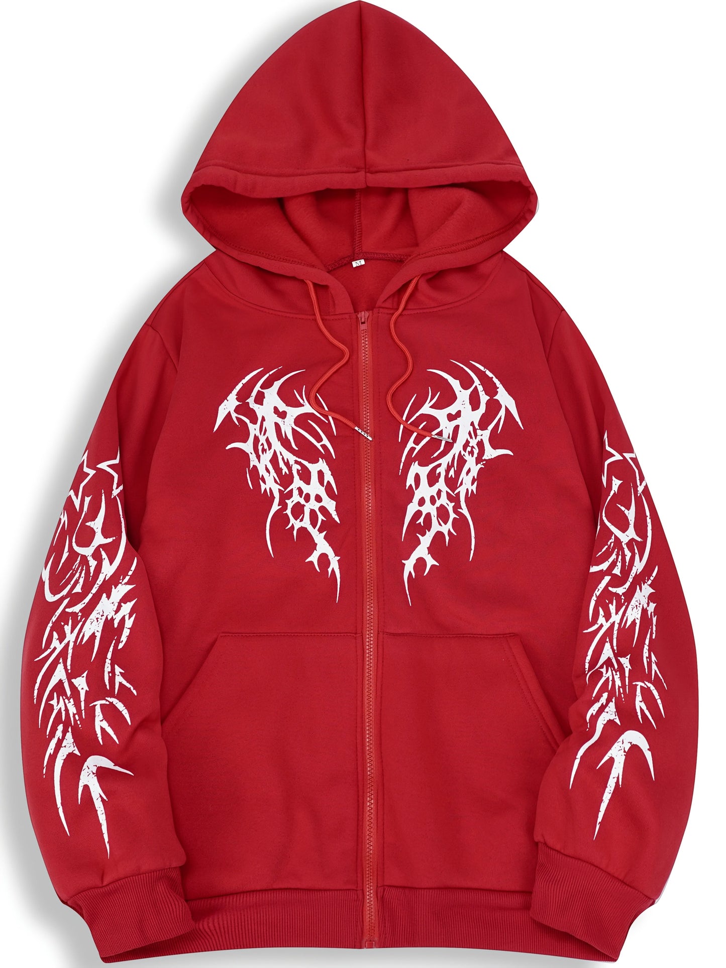 Hooded jacket with a zipper and graphic print