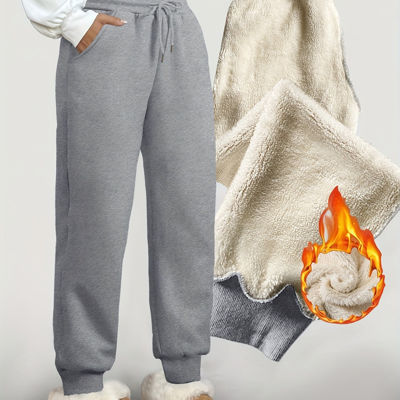 Gefütterte Jogginghose für Damen mit elastischem Bund