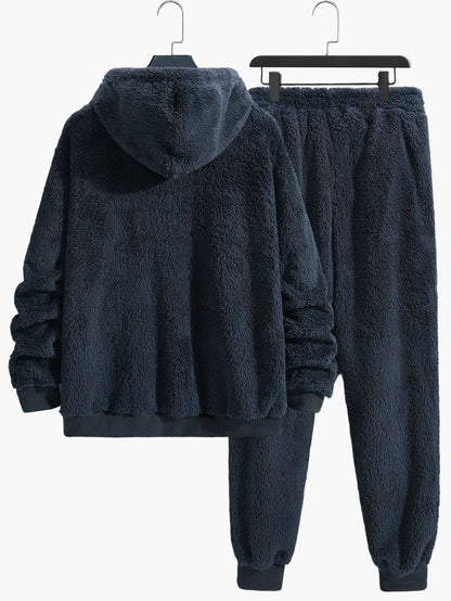 Men's Teddy Lounge Set Hoodie & Sweatpants – Cozy Leisure Outfit for Home & Everyday Use