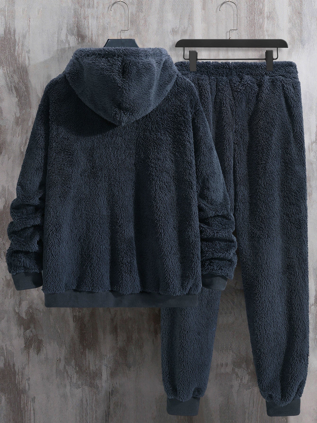 Unisex teddy fleece tracksuit with hooded sweatshirt and joggers