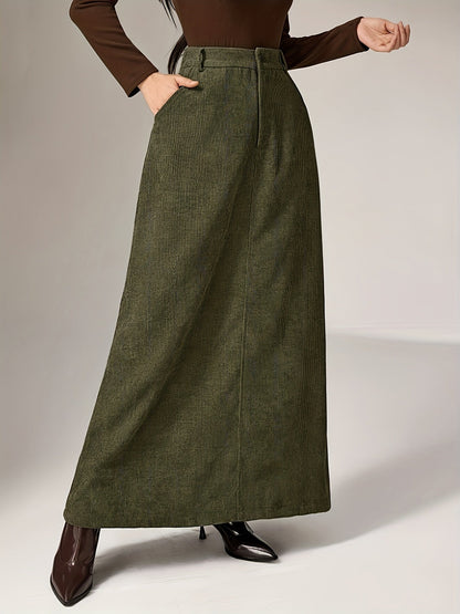 Damen A-Linien Maxirock mit hoher Taille und Textur