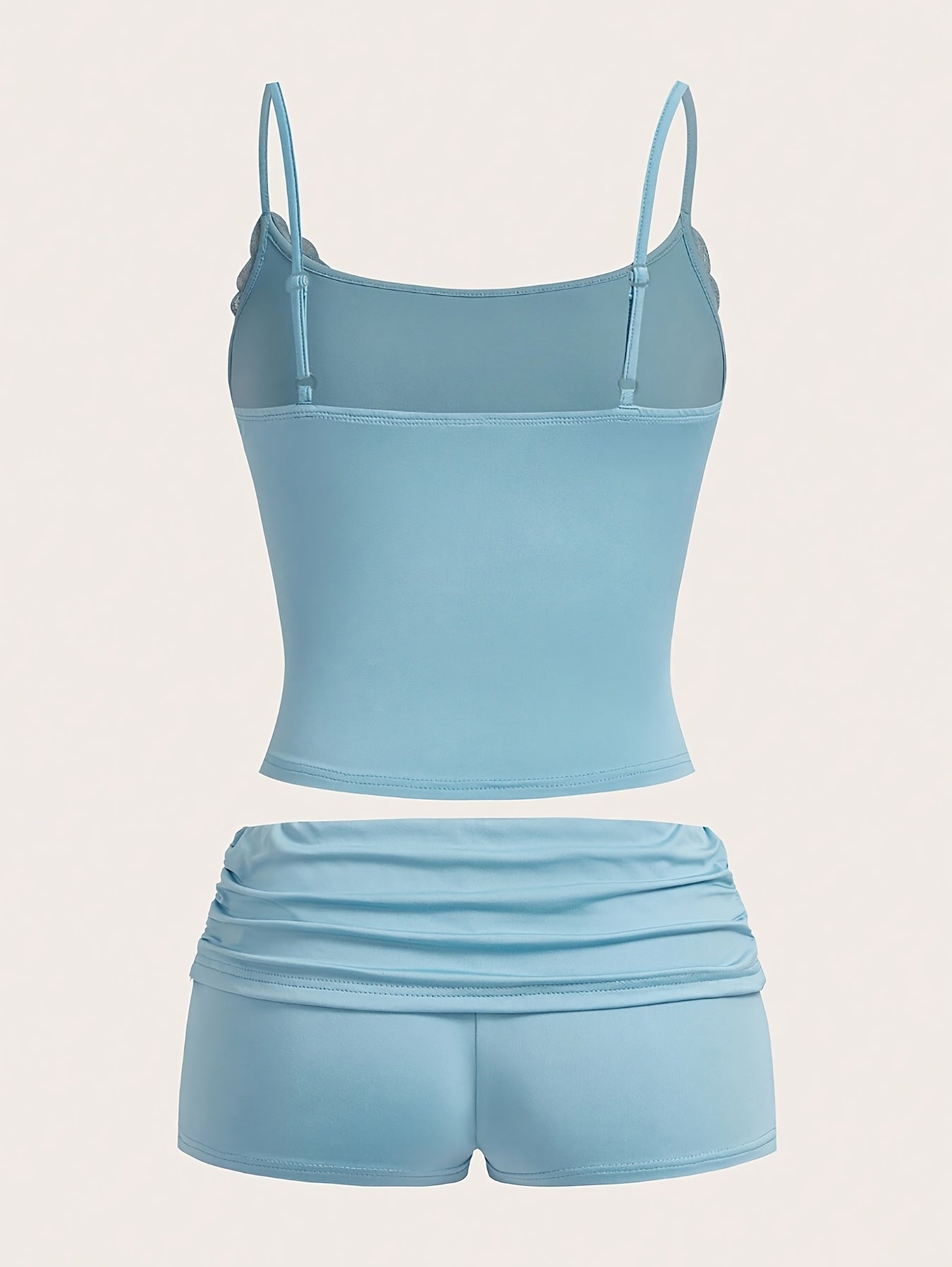 Women's Loungewear Set Two-Piece – Elegant Crop Top and Shorts for Spring & Summer