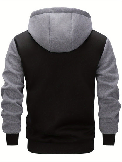 Men's two-tone hooded jacket with snap buttons