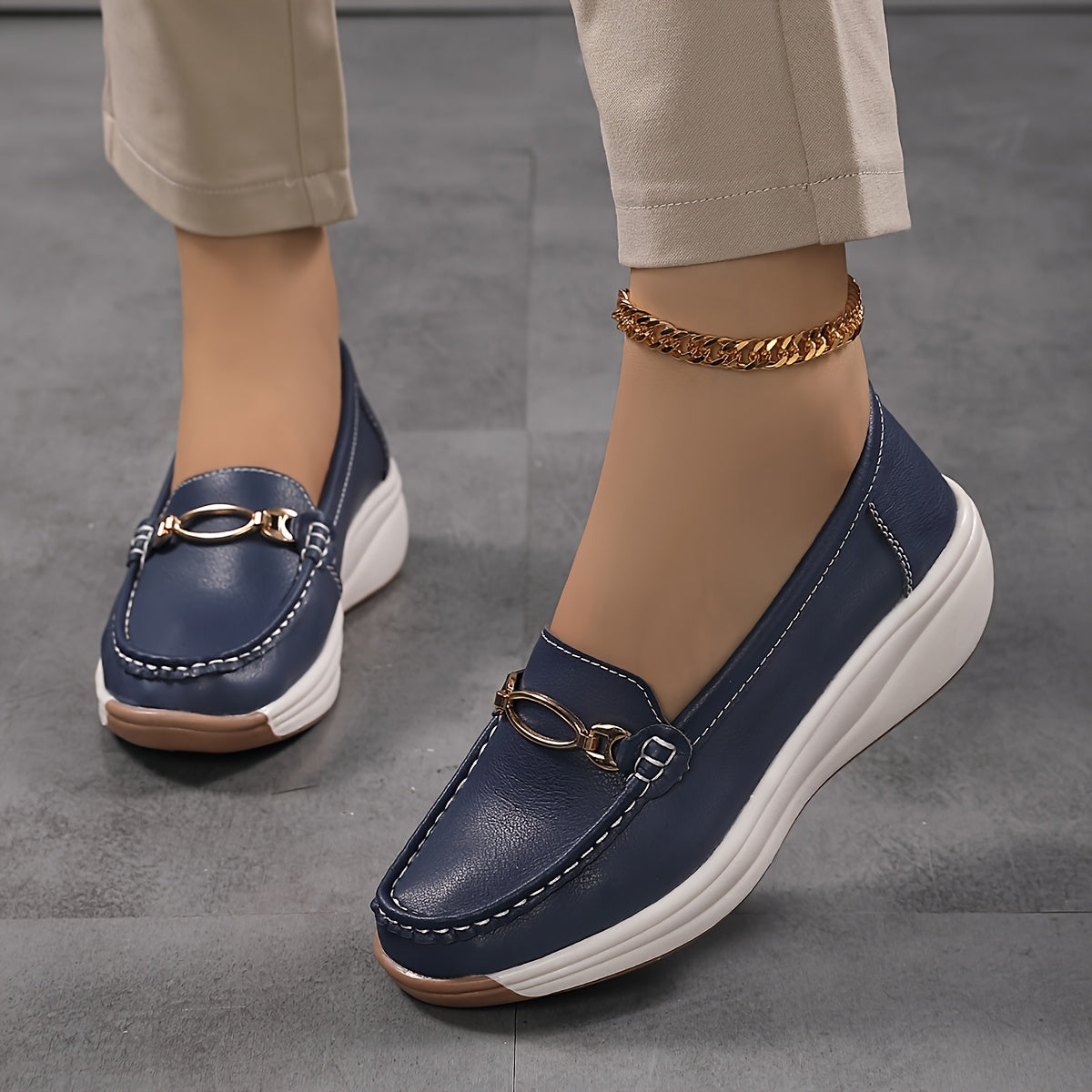 Women's Slip-On Loafer Elegant with Platform – Comfortable Casual Shoes for Everyday and Office