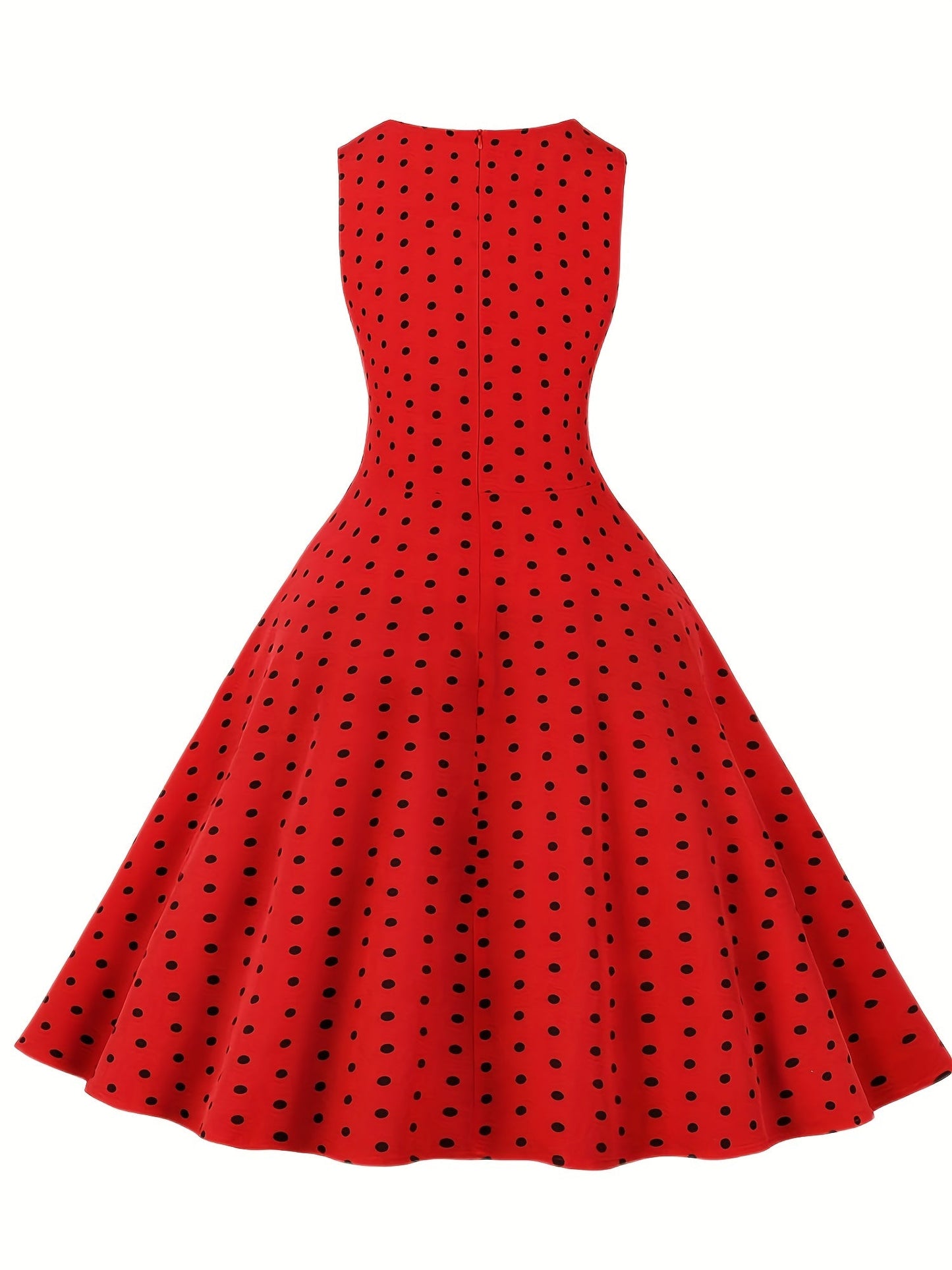 Women's Vintage Polka Dot Fit & Flare Dress for Festive Occasions and Everyday Wear