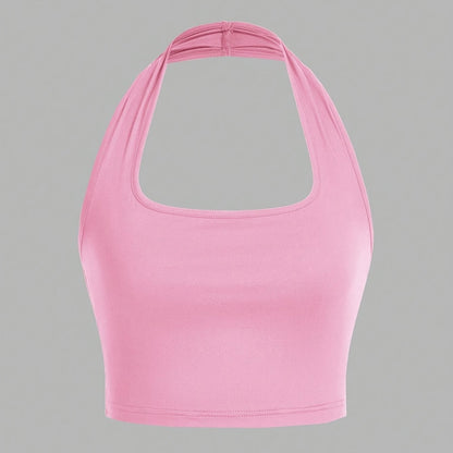 Women's Halterneck Crop Top – Backless, Summer, Casual Style