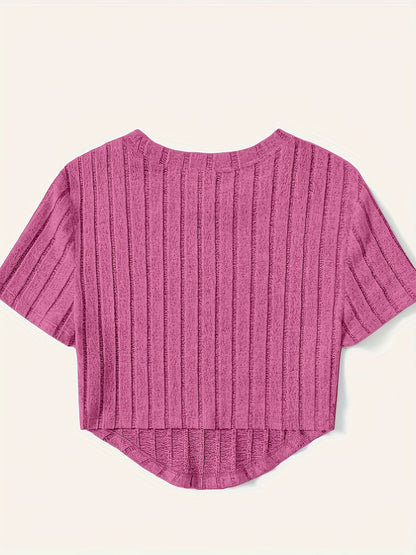 Women's Short-Sleeve Crop Top in Casual Style with Crew Neck – Perfect for Everyday and Leisure