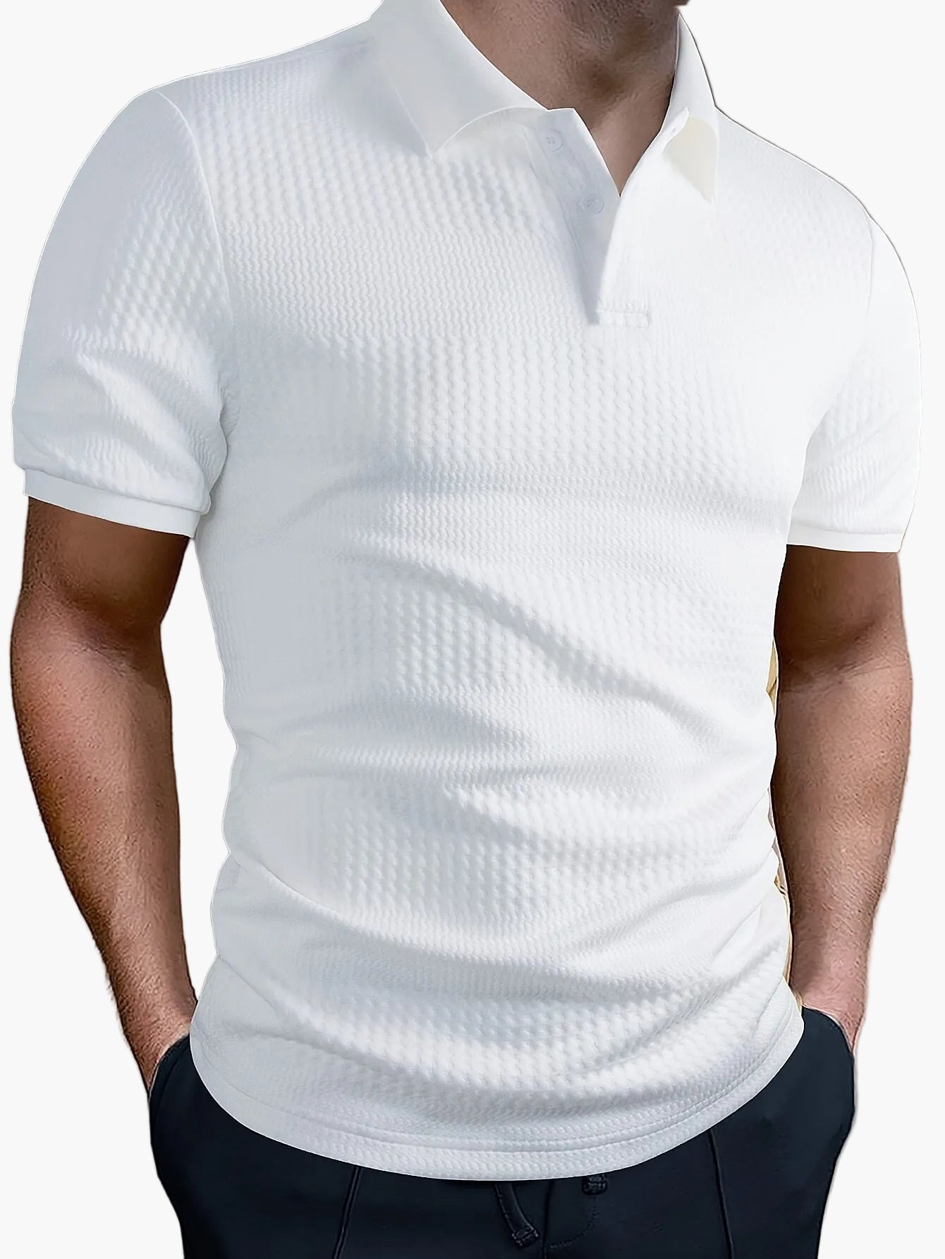 Herren Poloshirt Slim Fit mit Strukturmuster – Casual Sommerstyle