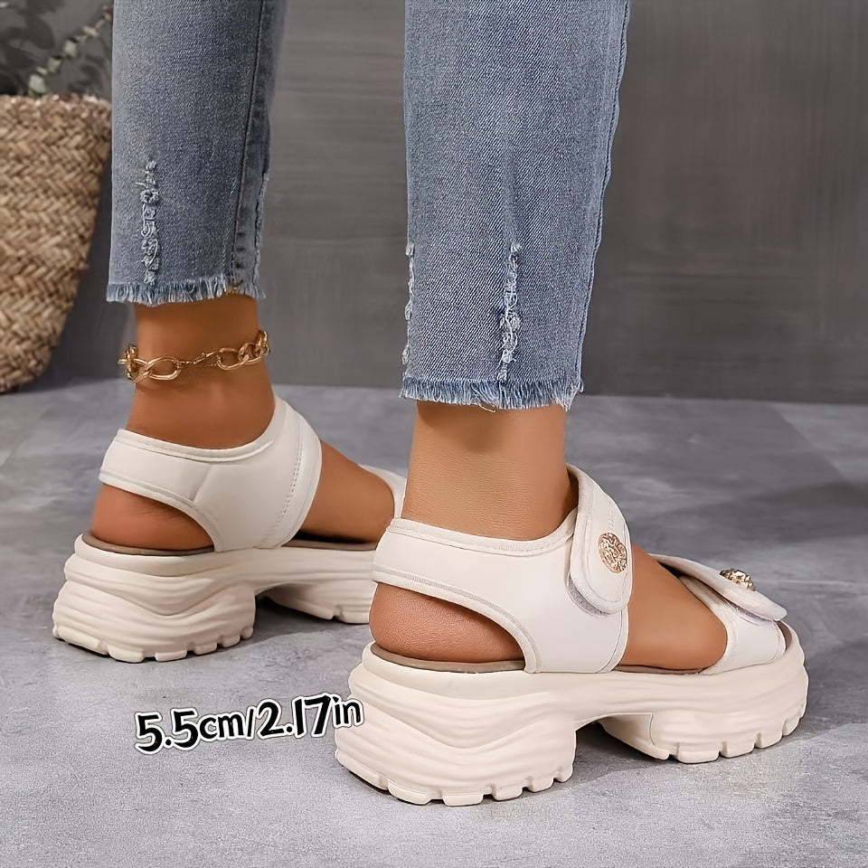 Women's Platform Sandals with Velcro Closure – Fashionable Outdoor Summer Shoes with an Elegant Look