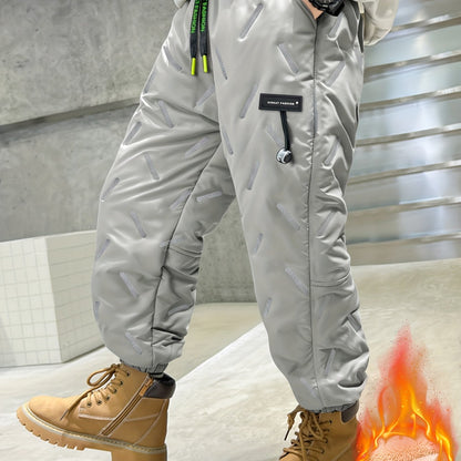Unisex insulated thermal trousers with a pattern and drawstring waist