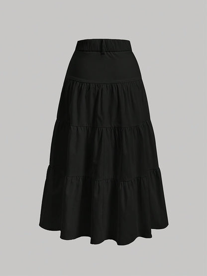 Damen Eleganter Stufenrock mit Hoher Taille für Alltag und Büro