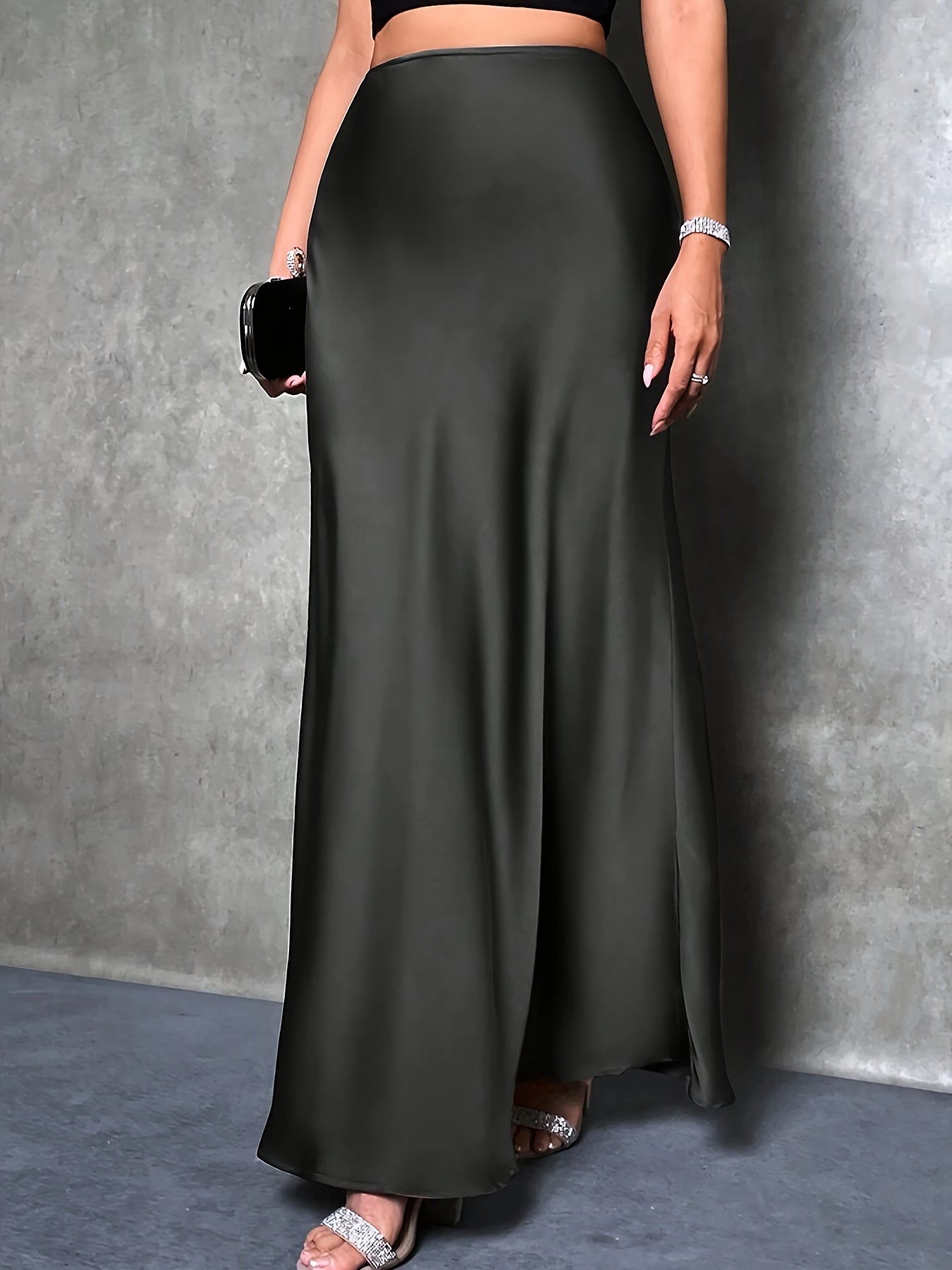 Women's Elegant Maxi Skirt for Evening & Occasion, High Waist, Flared Cut