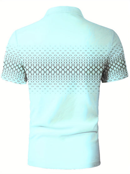 Herren Polo-Shirt mit geometrischem Muster – Modischer Freizeit-Look für Alltag und Sommer
