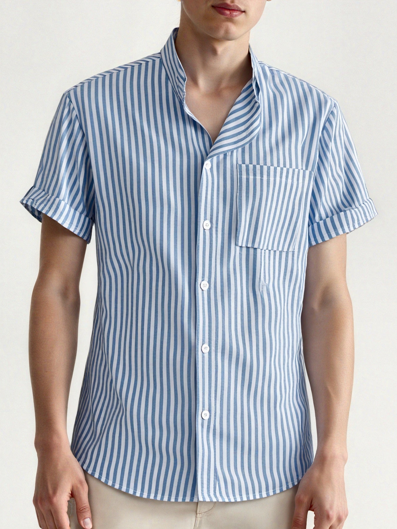 Men's Short-Sleeve Shirt with Stripes – Casual Summer Style for Everyday and Leisure