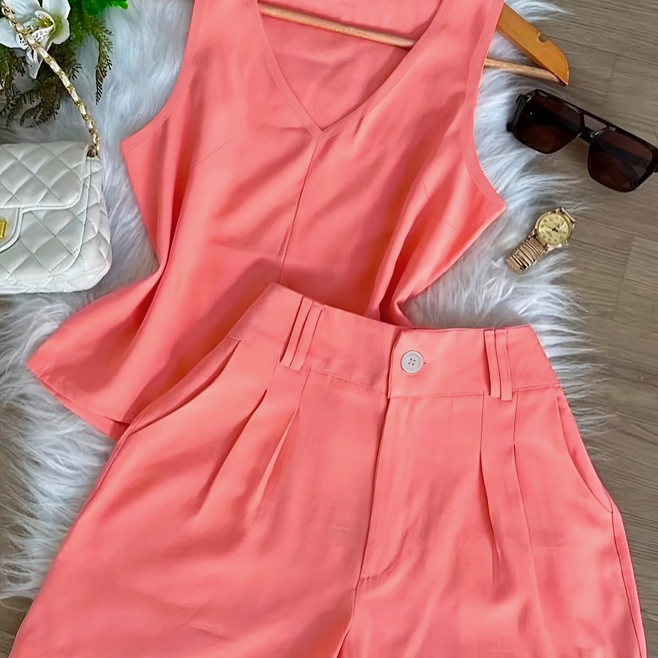 Women's Two-Piece Set – Elegant Top and Shorts for Spring & Summer, Leisure & Everyday Wear