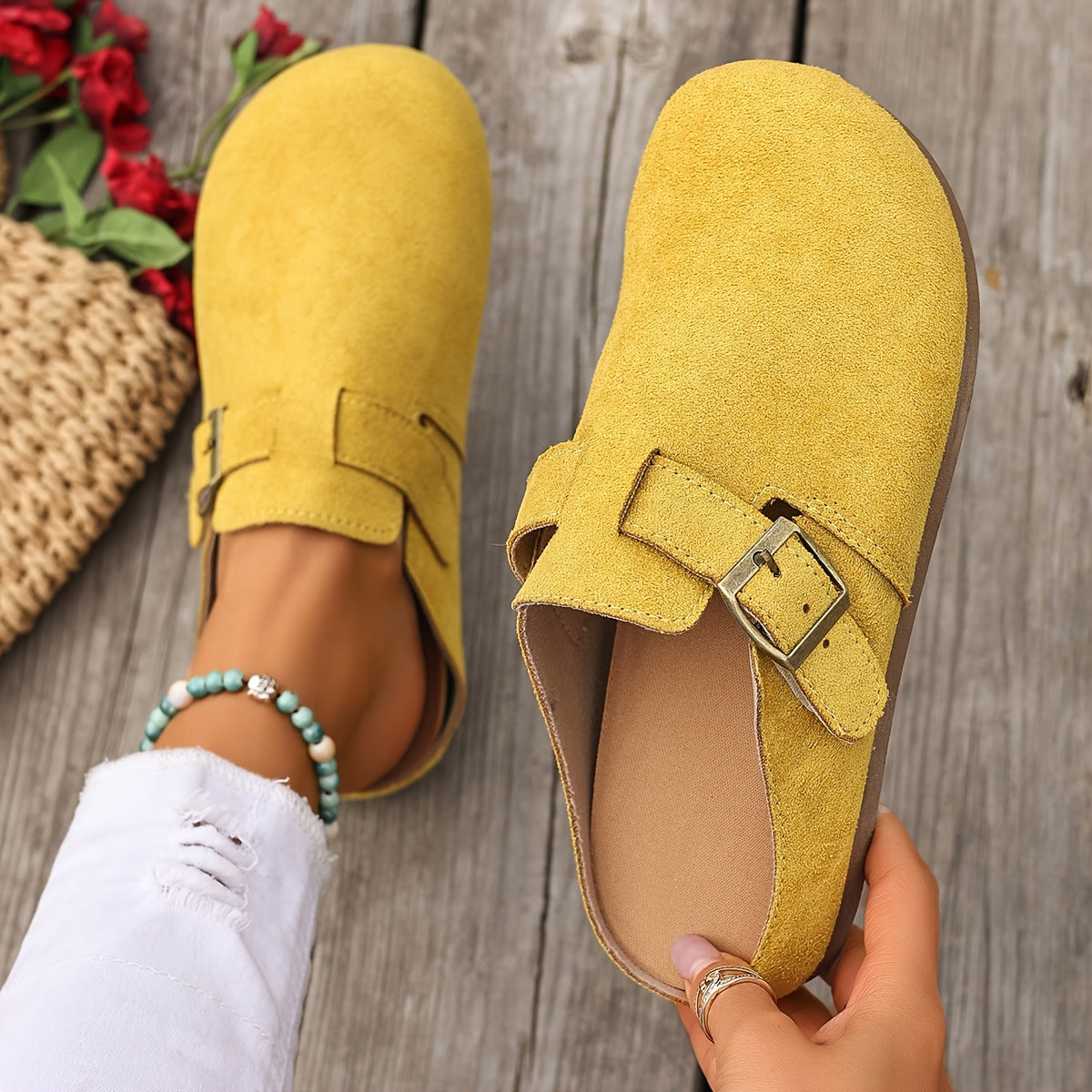 Damen Clogs Mules mit Schnalle – Bequeme Alltagsschuhe im klassischen Stil