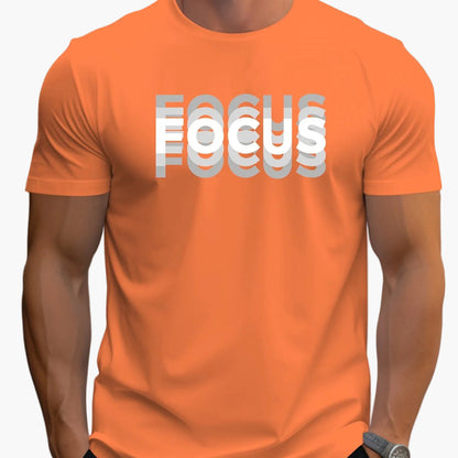 Men's T-Shirt with Trendy FOCUS Print – Urban Motivational Shirt for Leisure & Fitness